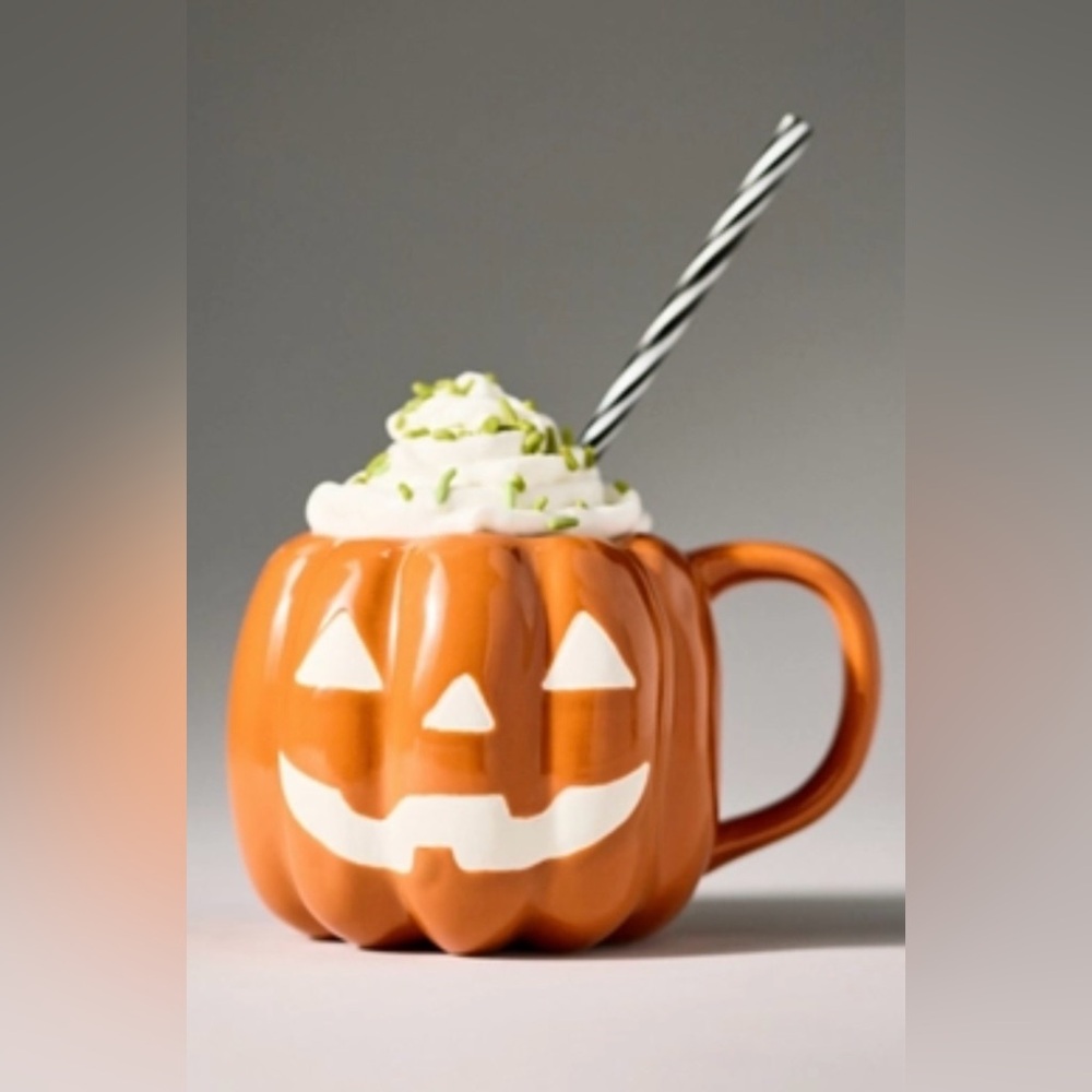 Anthropologie Jack O’ Lantern Glazed Mug Halloween NEW